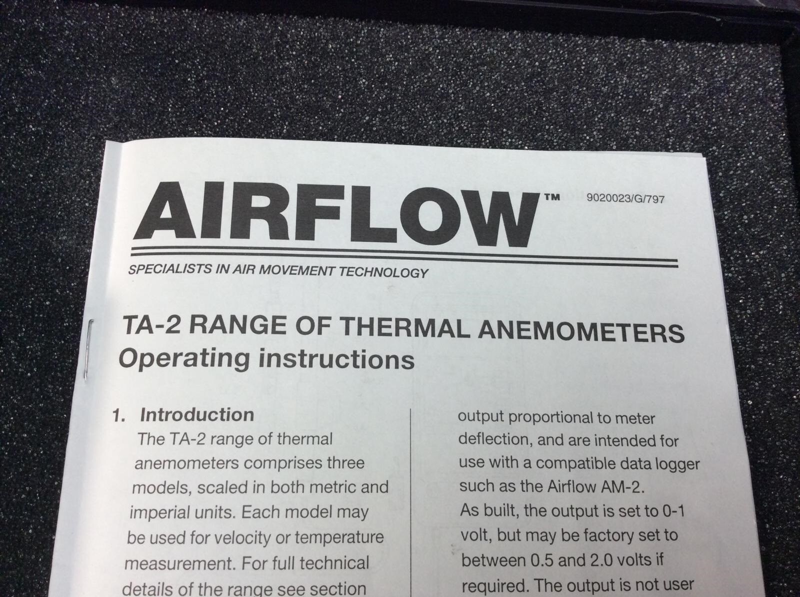 Airflow Thermal Anemometer Model TA-2 w/ Case