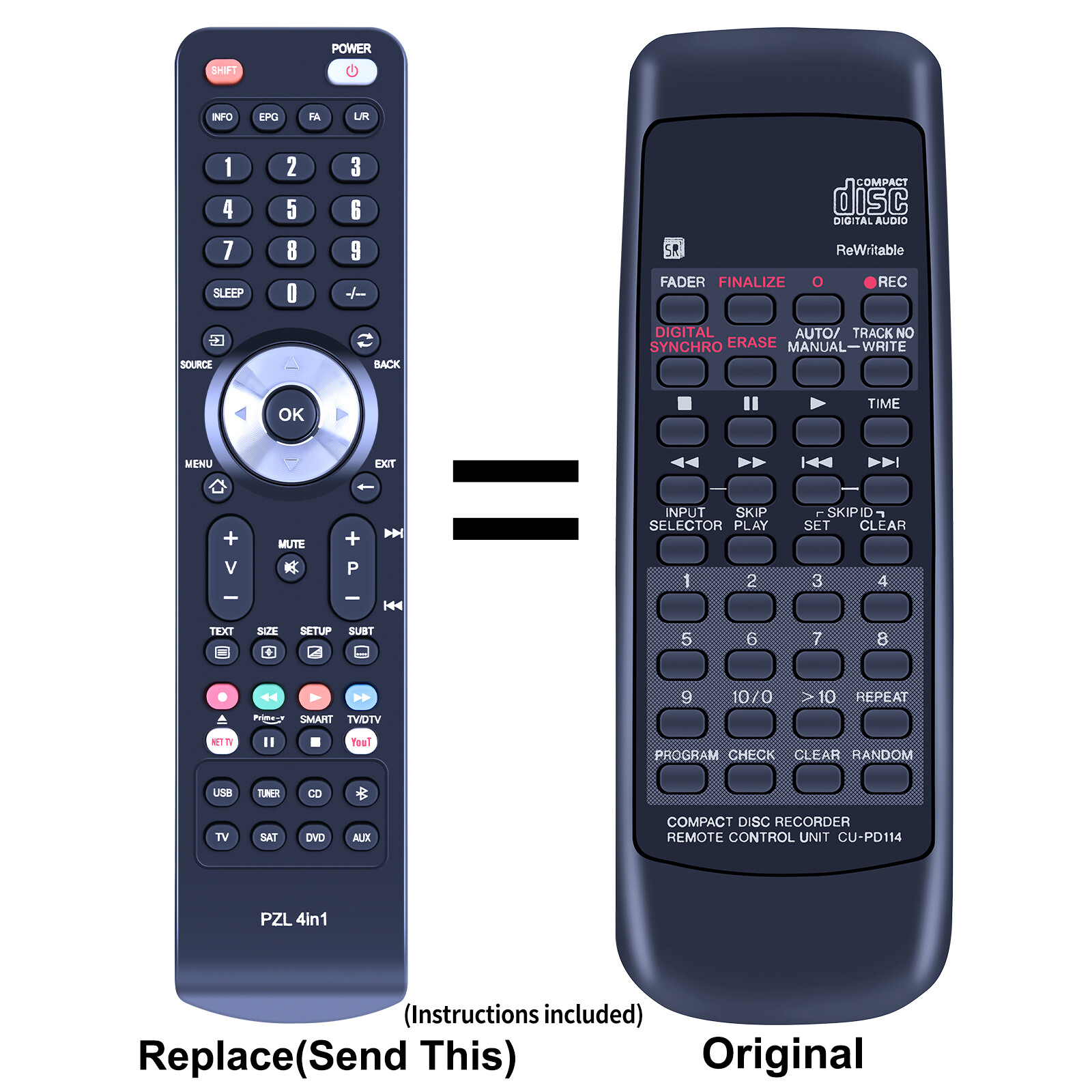 New CU-PD114 Remote Control For Pioneer PDR-509 CD Compact Disc Recorder