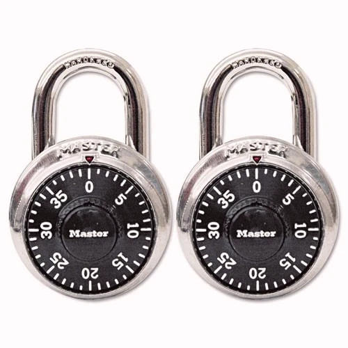 Master Lock Combination Lock, Stainless Steel, 1.87" Wide, Silver/Black, 2/Pack