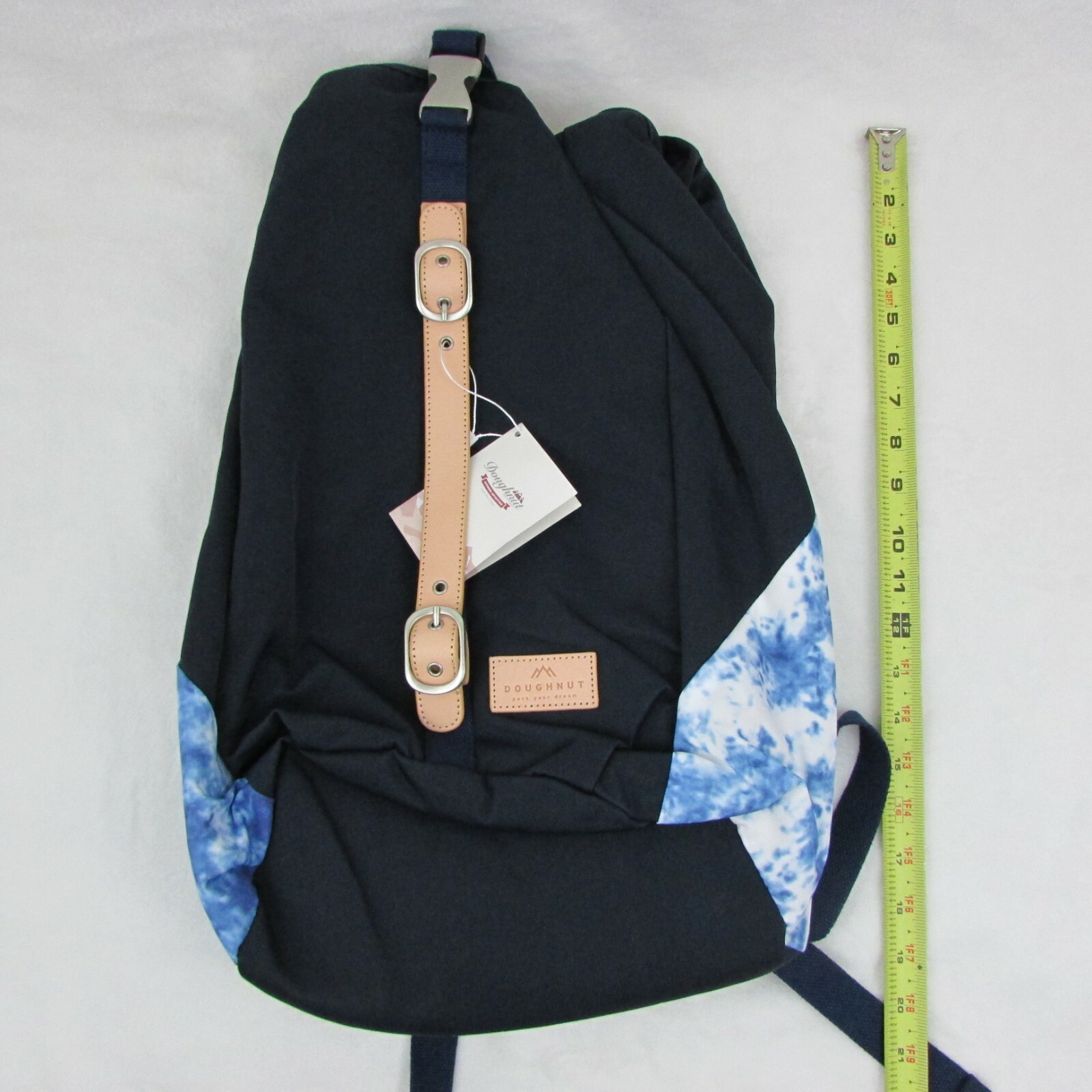 Doughnut Dark Blue Valletta Nautical Hiking Backpack Medium Size Bag Brown Strap
