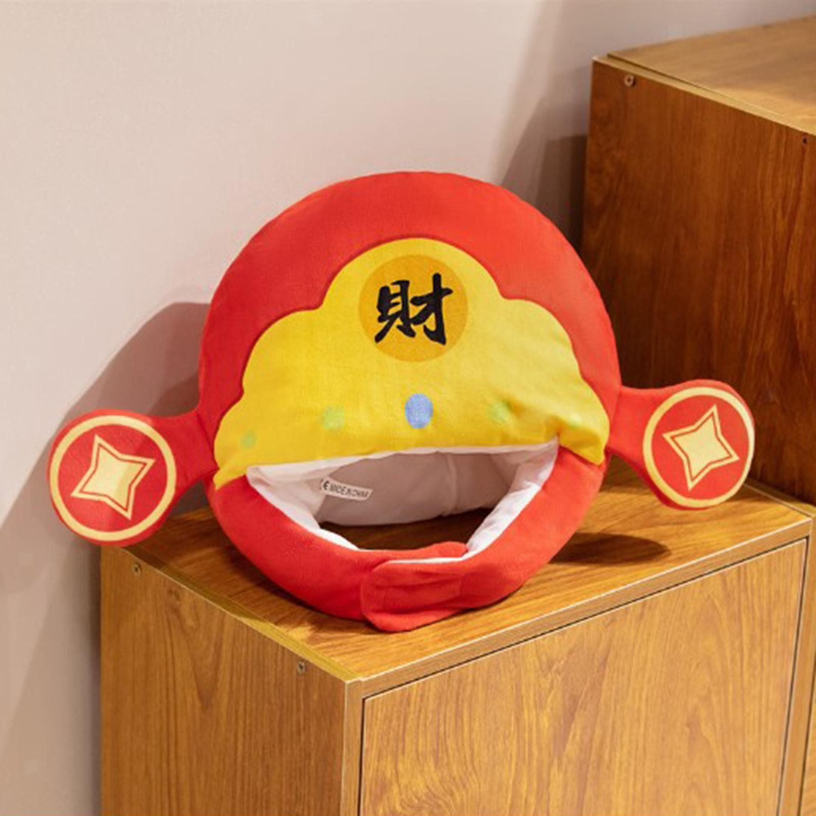 Cute Plush Hat God of Wealth Funny Warm Soft Photo Prop for Party New Year Event