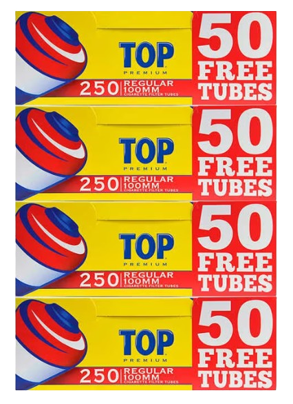 Top Regular 100s Cigarette 250ct Tubes - 4 Boxes