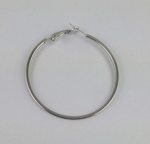 16 PCS Silver Tone Flat Hoop Earrings 50mm *20747