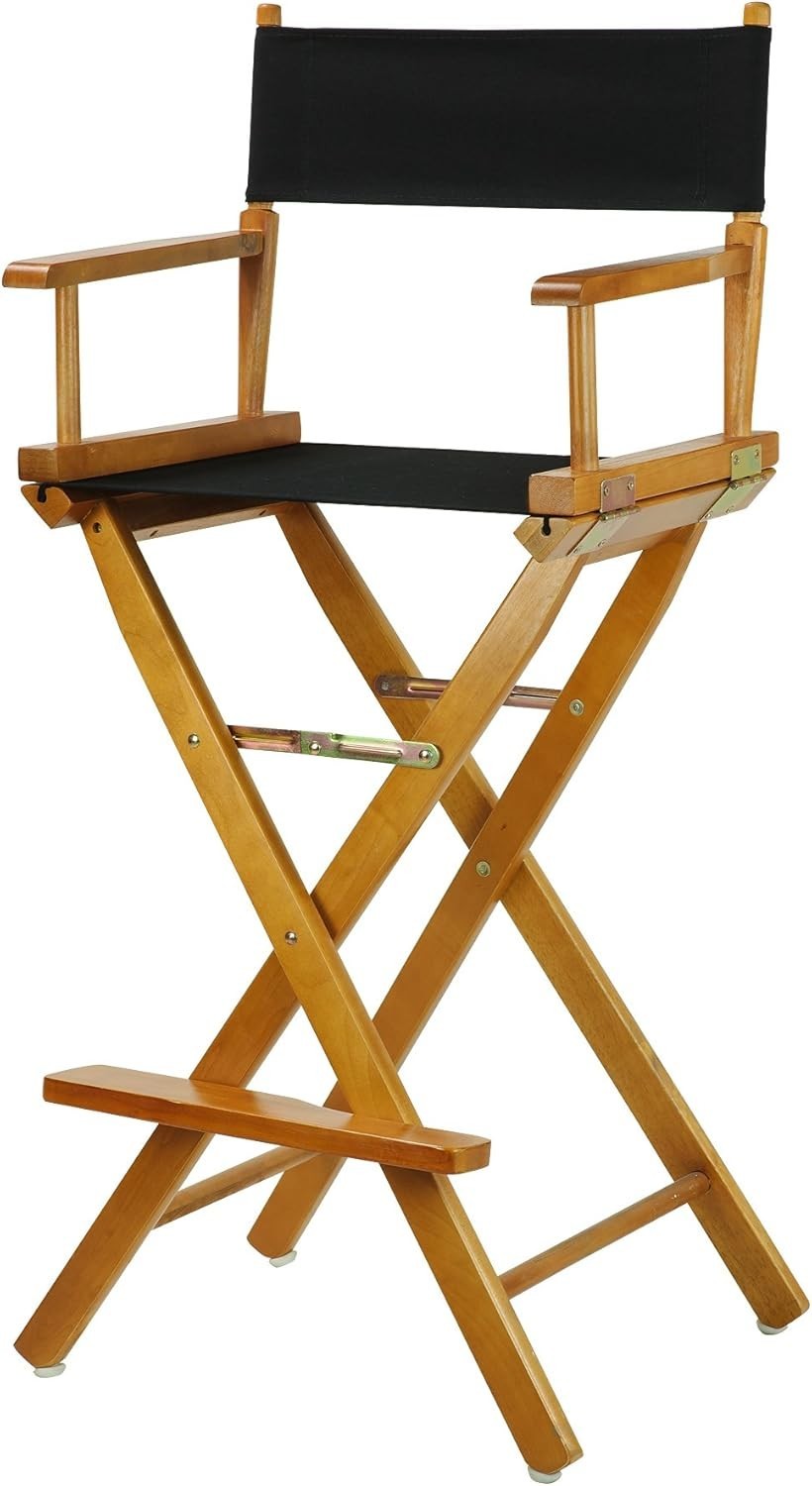 30" Director's Chair Honey Oak Frame-with Black Canvas, Bar Height