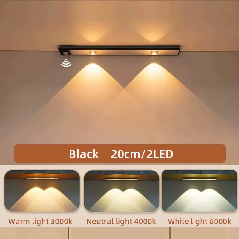 Ultra Thin LED Under Cabinet Light Motion Sensor 3 Color Dimmable Night Lamp