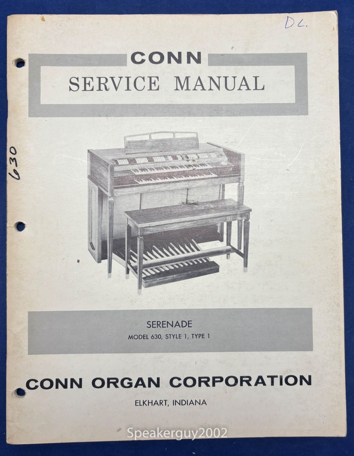 Original Conn Organ Service Manual / Serenade 630 Type 1 -- CS2