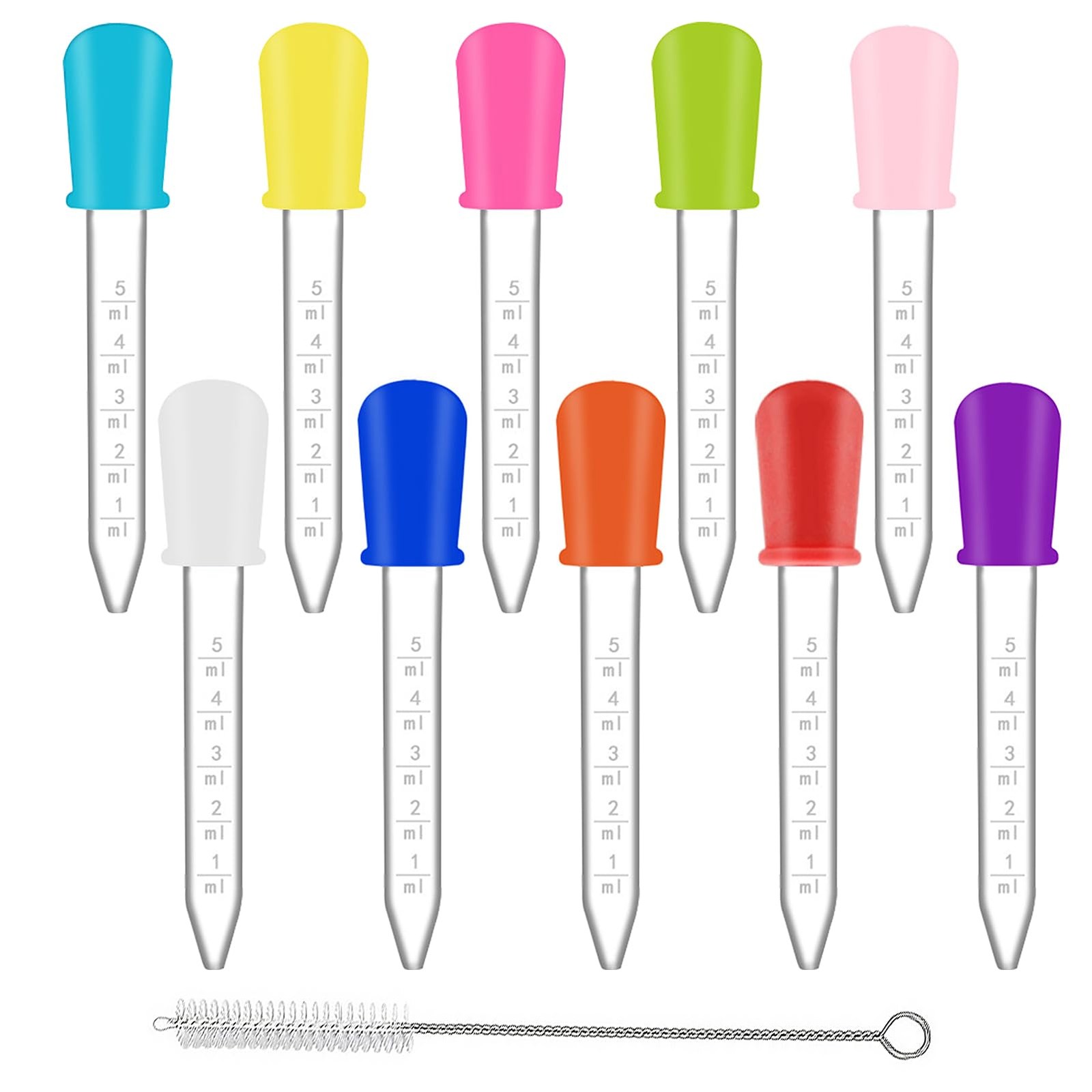 Goteros líquidos con cepillo de limpieza de silicona y plástico para niños