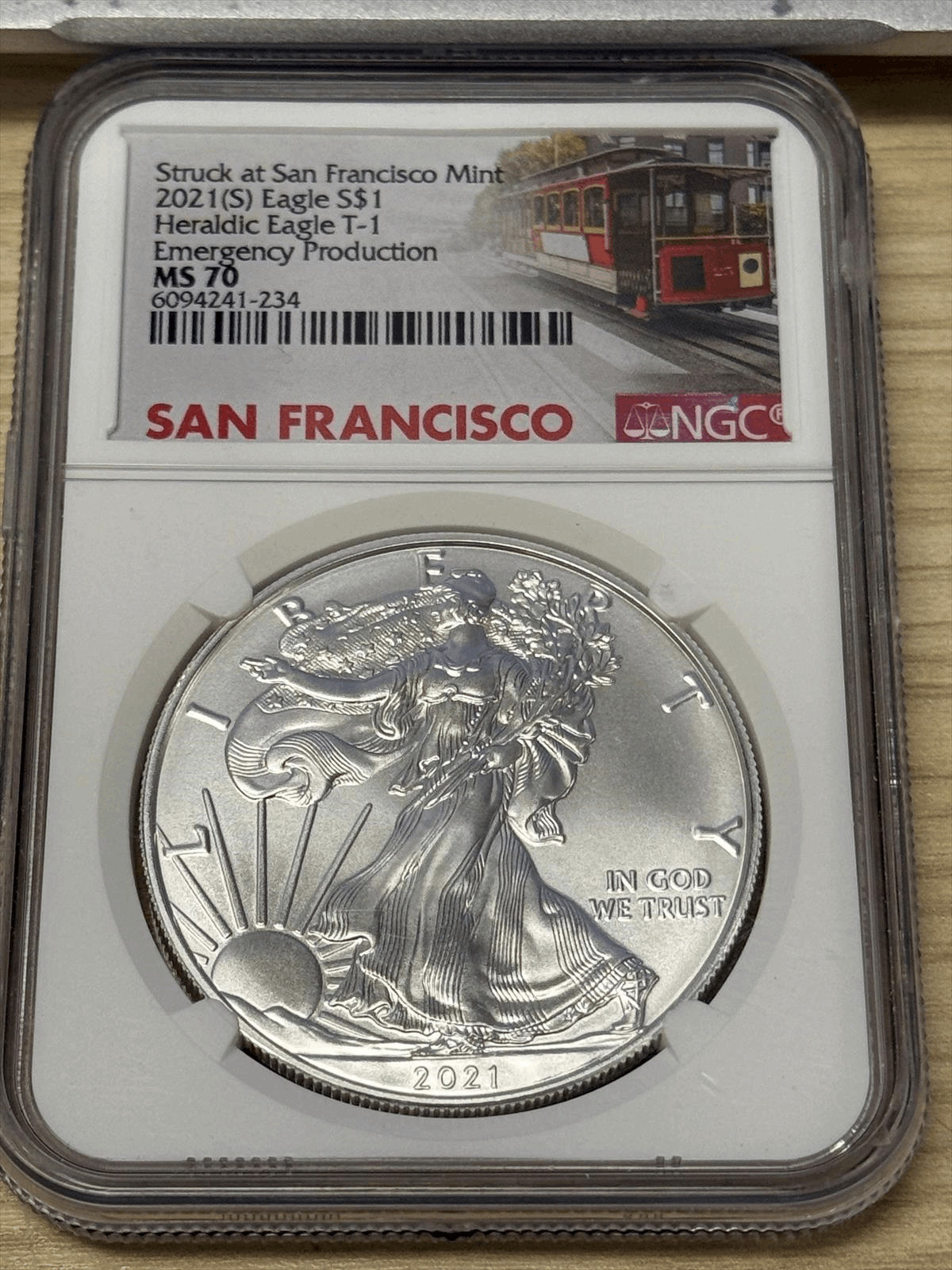 2021 (S) $1 American Silver Eagle Type 1 Emergency Production NGC MS 70