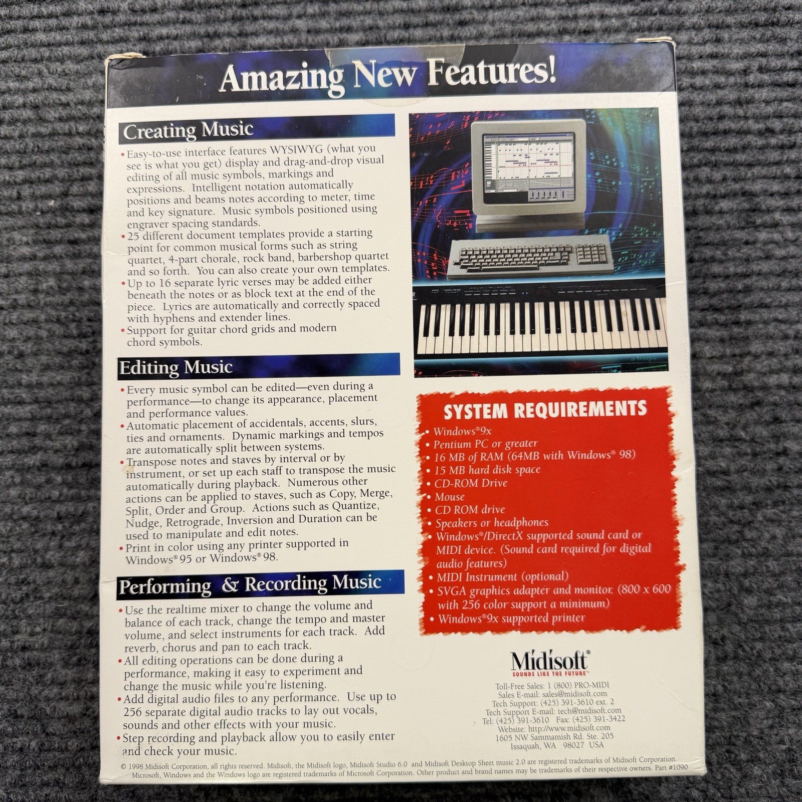 Midisoft Studio 6.0 For Windows 95 MIDI Desktop Sheet Music 2.0 CD-ROM Sequencer