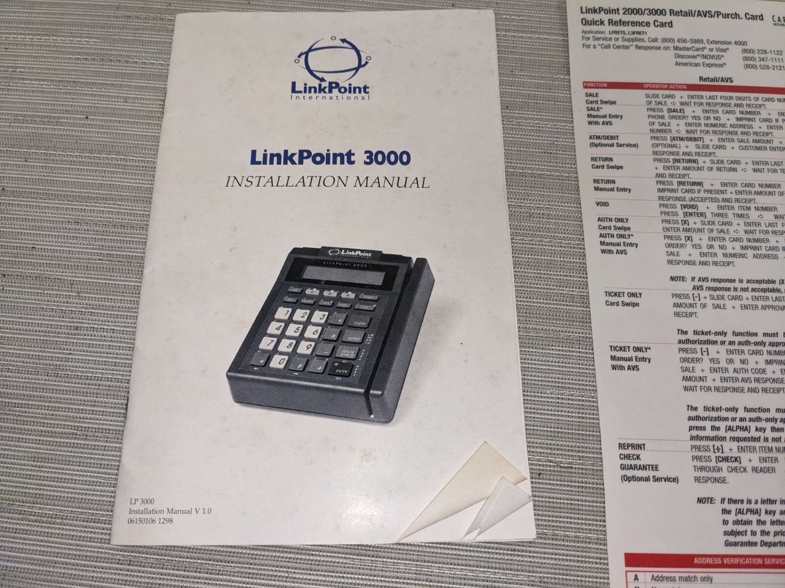 LinkPoint LP3000 Credit Card Reader Terminal, Power Adapter & Cable (M6)