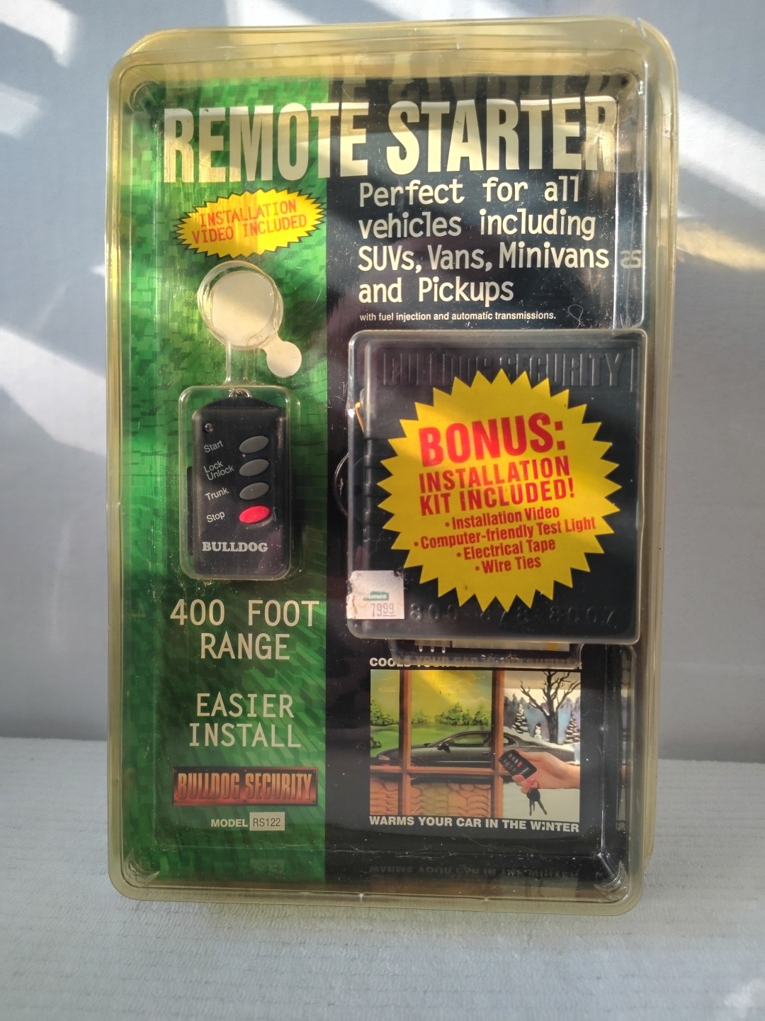 NEW - CAR REMOTE STARTER RS122 BULLDOG SECURITY 400 FT. RANGE + INSTALLATION KIT