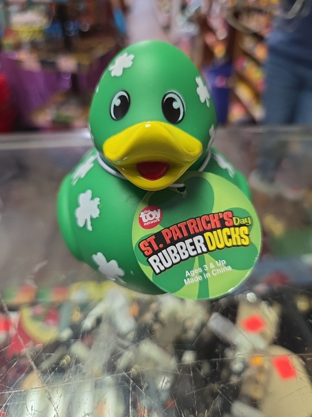 3.5 Inch St Patricks Day Green 3 Leaf Clover Rubber Duck