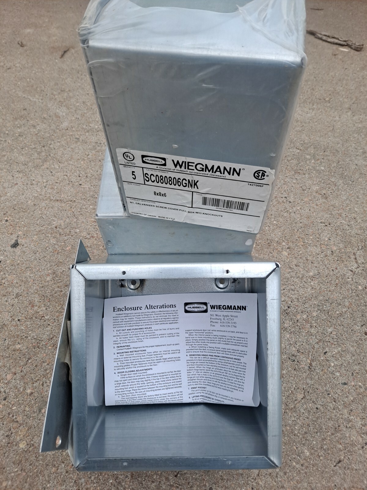WIEGMANN SC080806GNK Enclosuresr,Mtllic,8In.Hx8In.Wx6In.D