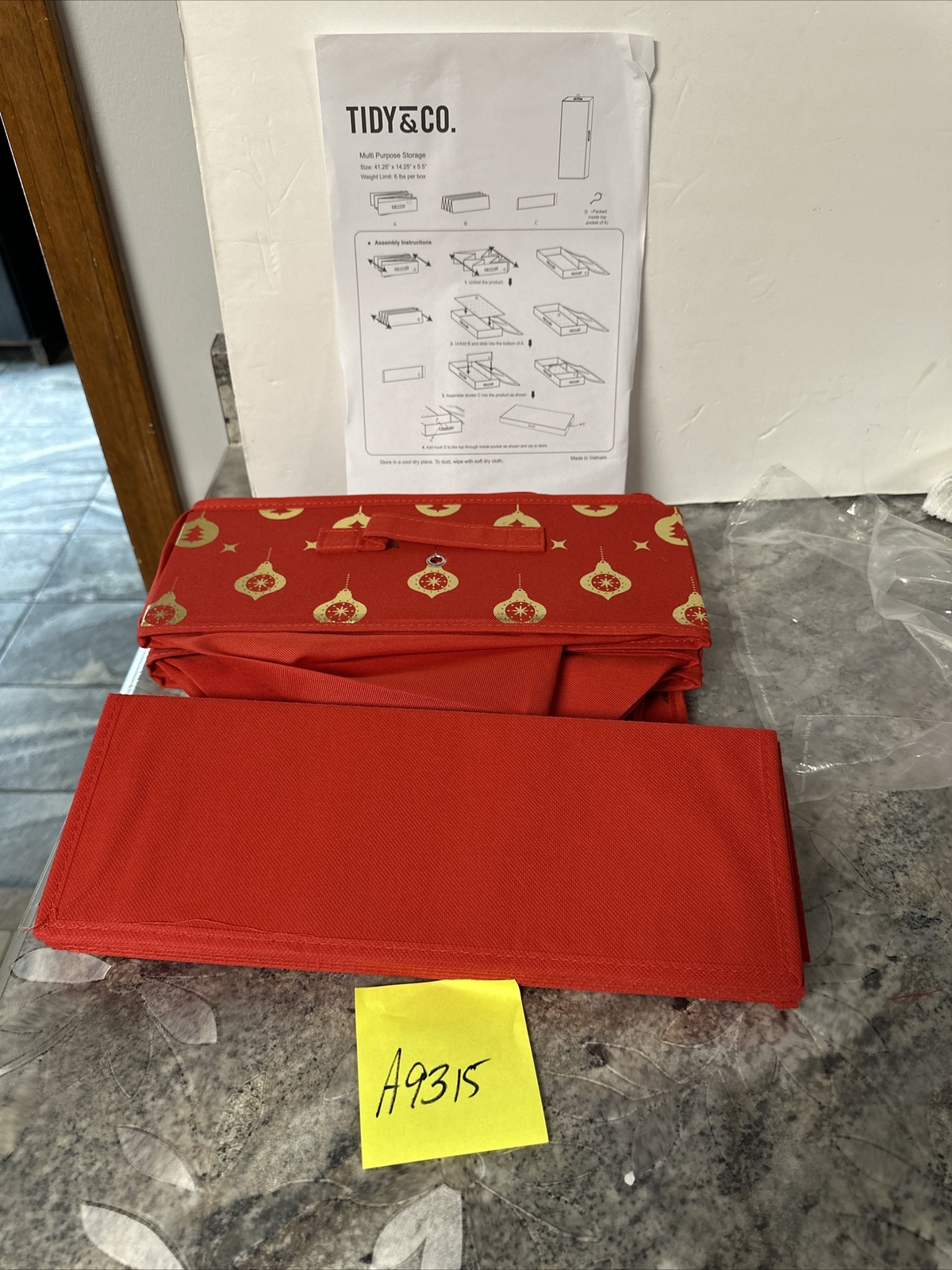 Tidy&Co Multi-Purpose Collapsible 41.25”X 14.25” X 5.5” Storage Box Holiday Red