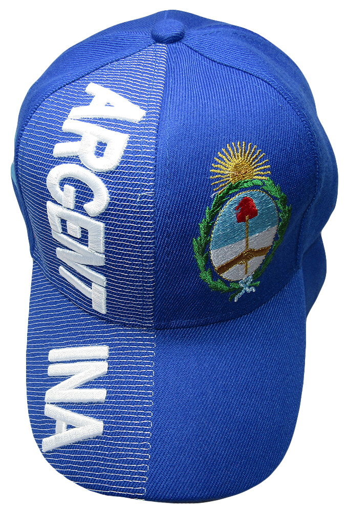 Argentina Country Royal Blue White Letter Crest Patch Side Embroidered Hat Cap