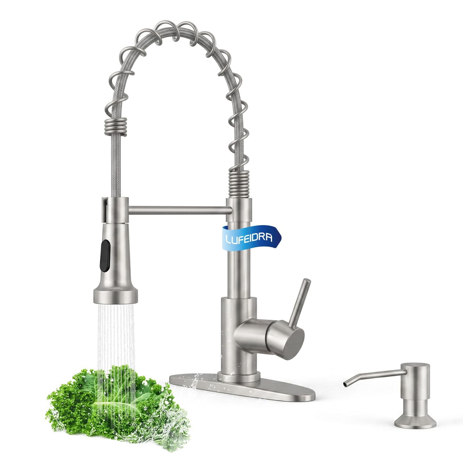 LUFEIDRA Pull-Down Kitchen Faucet with 16.7 inches height, Brushed Nickel