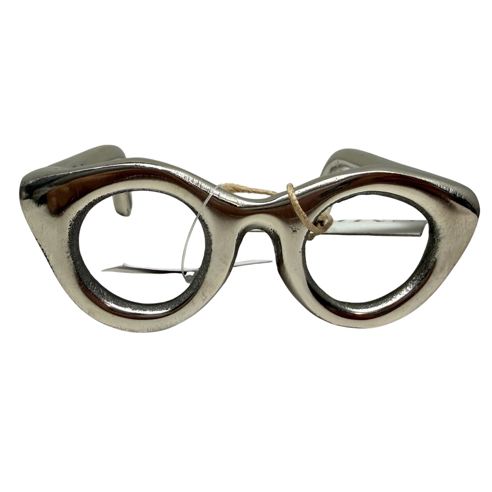 Smith & Gold Modern Decor Silver Tone Metal Sculpture Eyeglasses Home Accent 6in