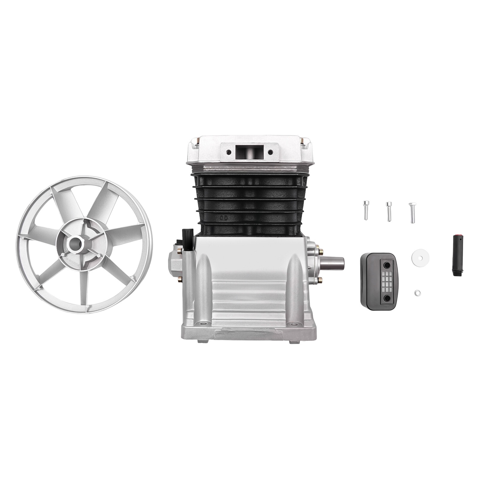 3HP Air Compressor Pump Head 2 Cylinders Piston Air Compressor Pump Head Silver