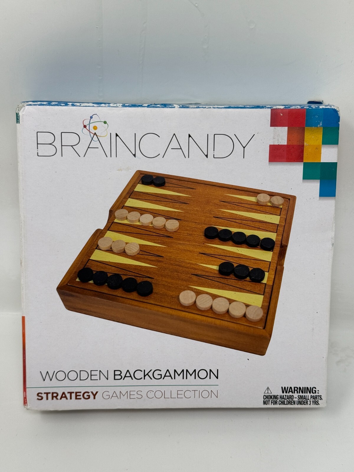 Brain Candy Wooden Backgammon Classic Family Game  For 2 Players, Small Size
