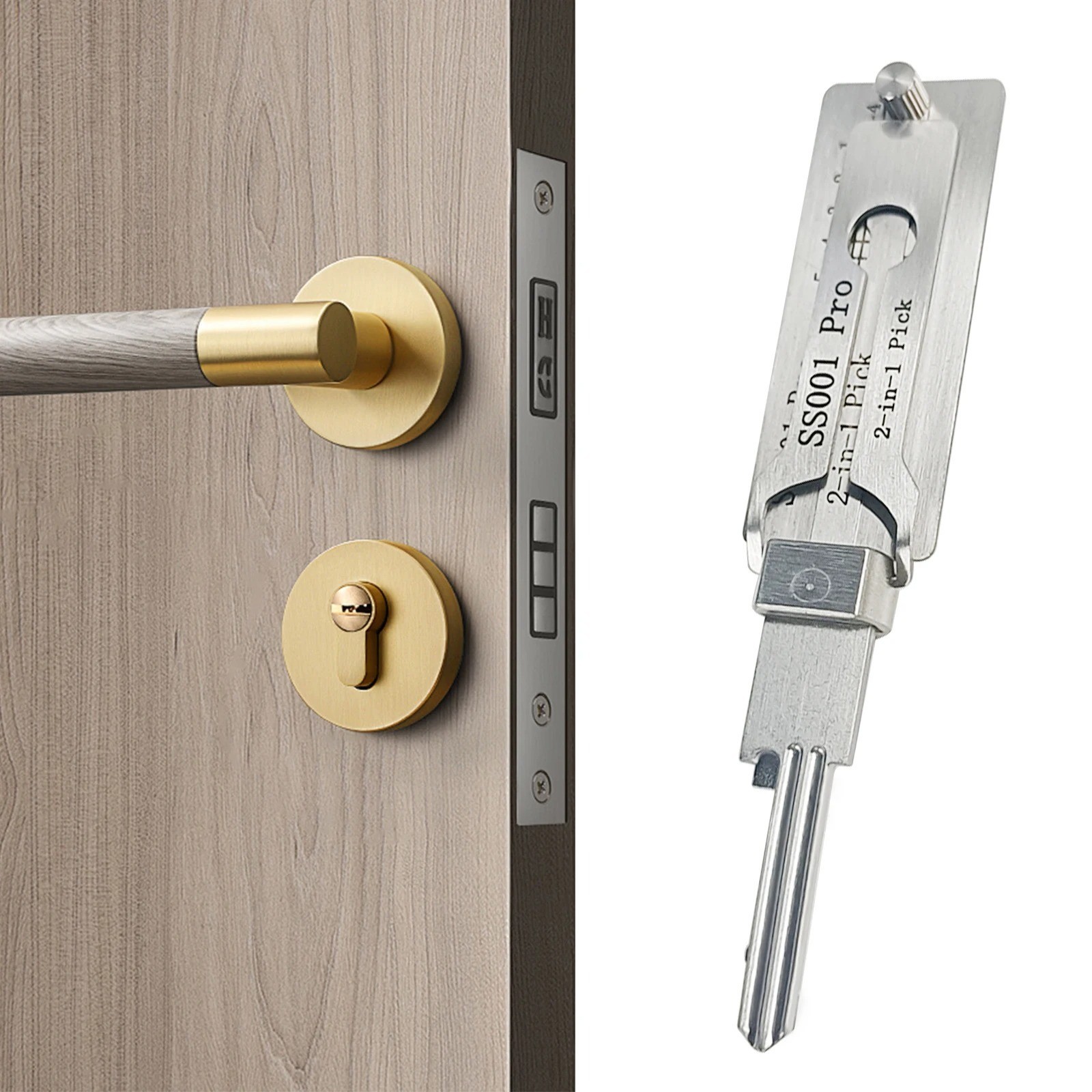 2-in-1 Stainless Steel Key Decoder SS001 PRO Lock Decoder Repair Tools-Free Ship