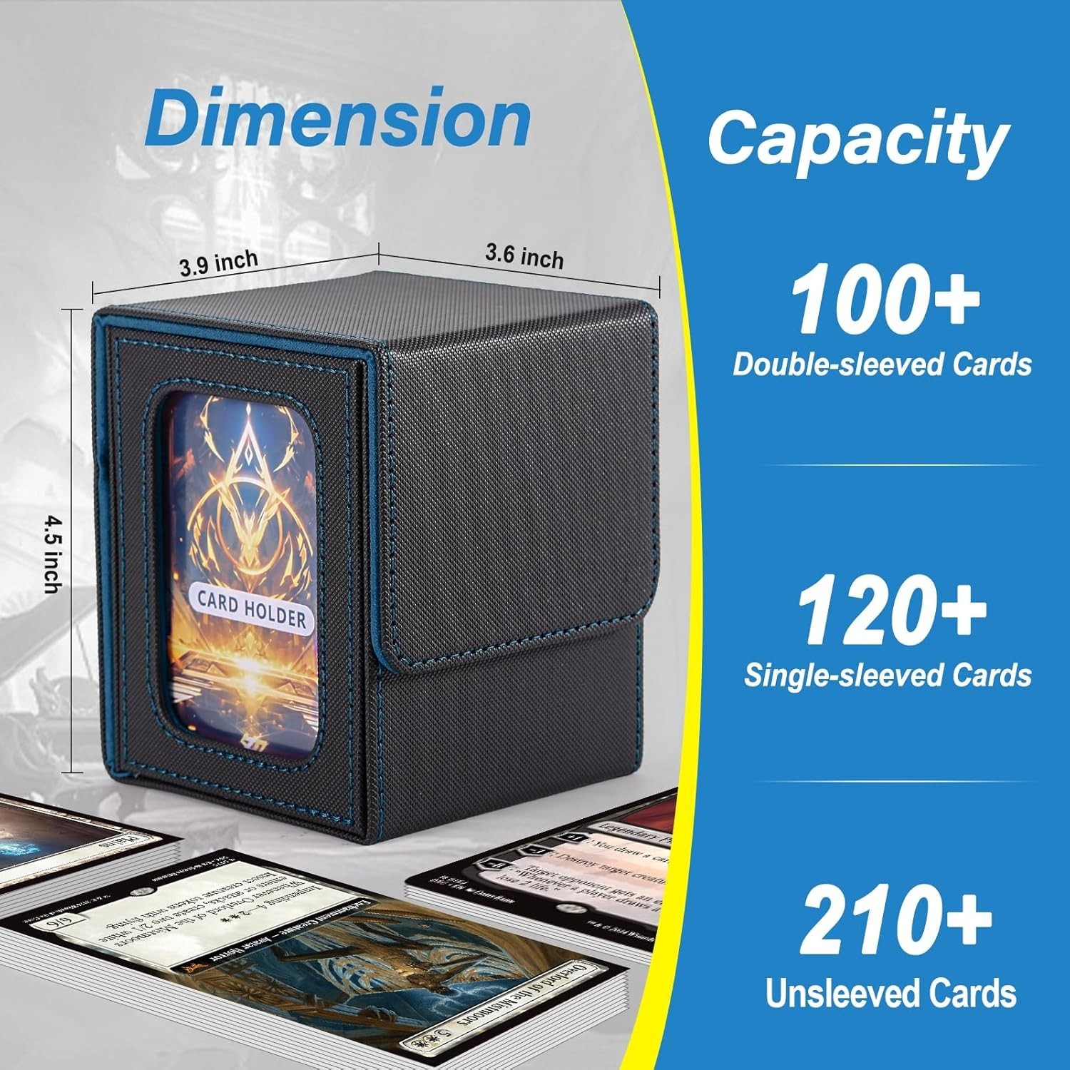 MTG Deck Box, Double Display Window MTG, Commander Deck Box Fits 120+ Single Sle