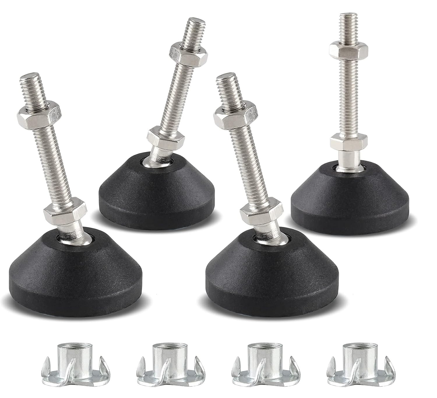 4 Pcs Adjustable Leveling Feet, Swivel Furniture Levelers Legs, Table Leg Extend