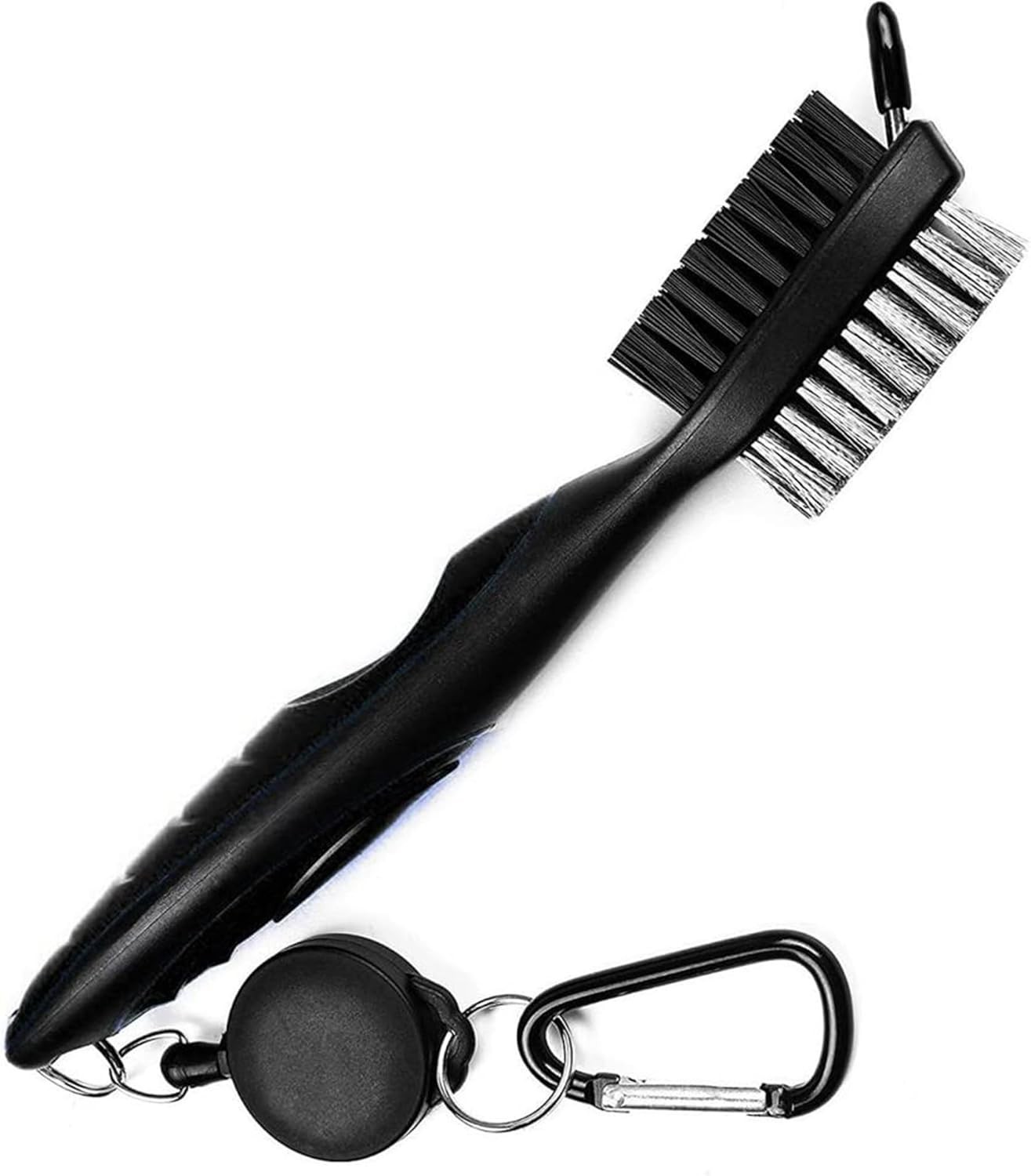 2 PCS Golf Club Brushes & Groove Cleaner 2 Ft Retractable Zipline Carabiner Tool
