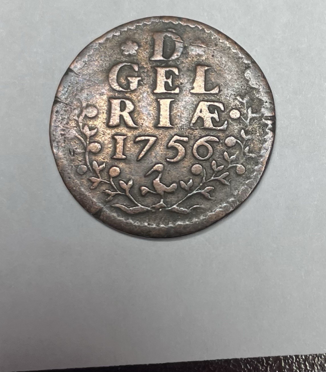 1756 Gelderland Dutch 1 Duit. Dutch Colonial Coin A-102