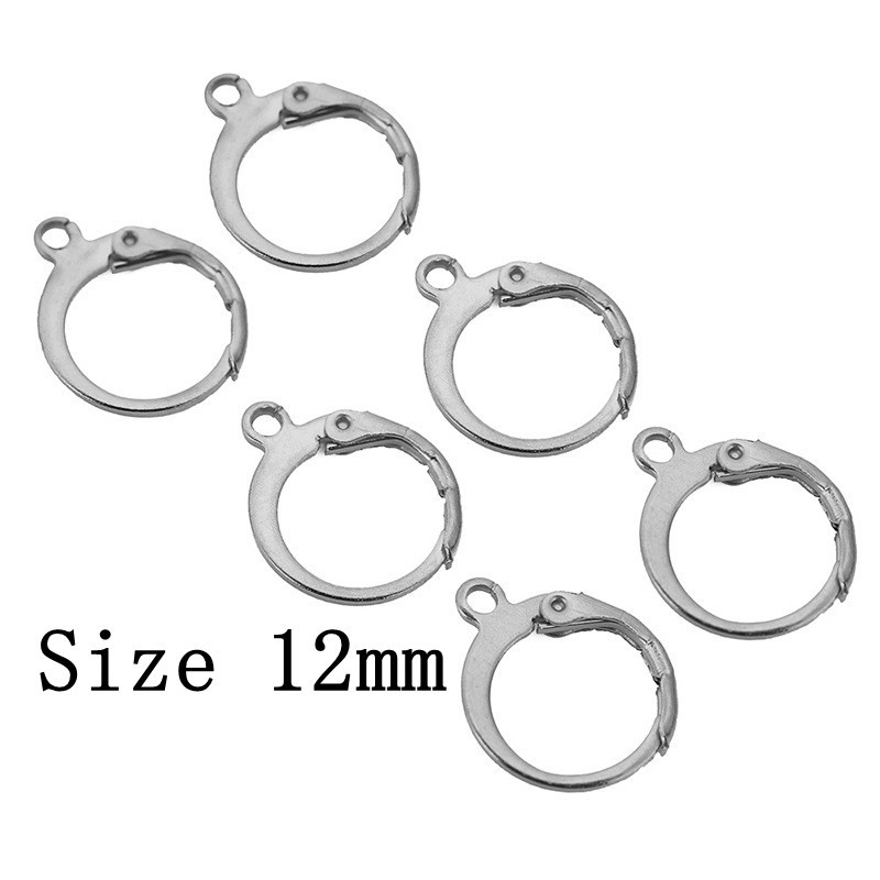 10Pairs Stainless Steel Waterproof hoop earrings component SSC76-Steel Color