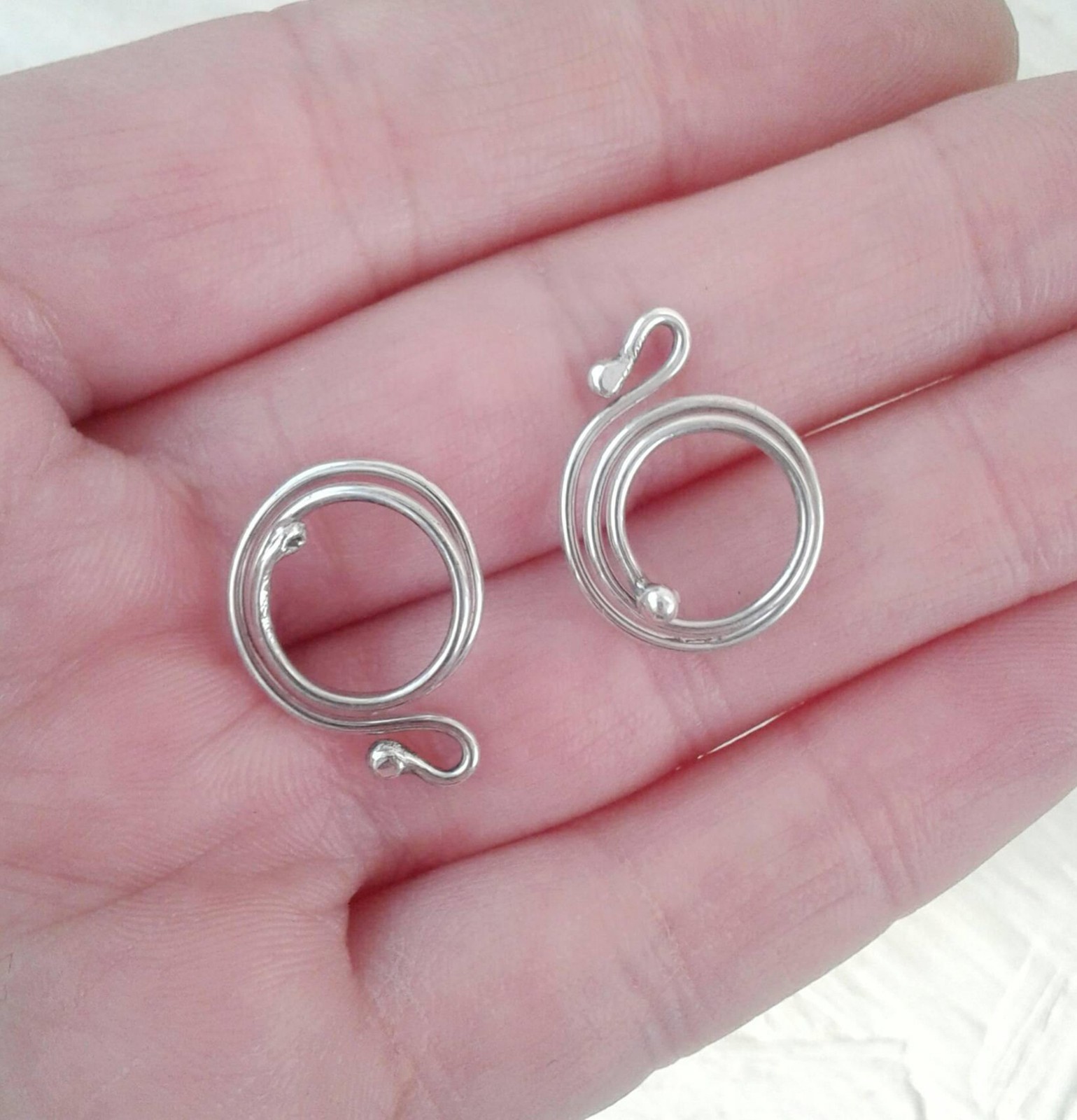 Sterling Silver Spiral Nipple Rings Pair | Non-Piercing Adjustable | Handmade