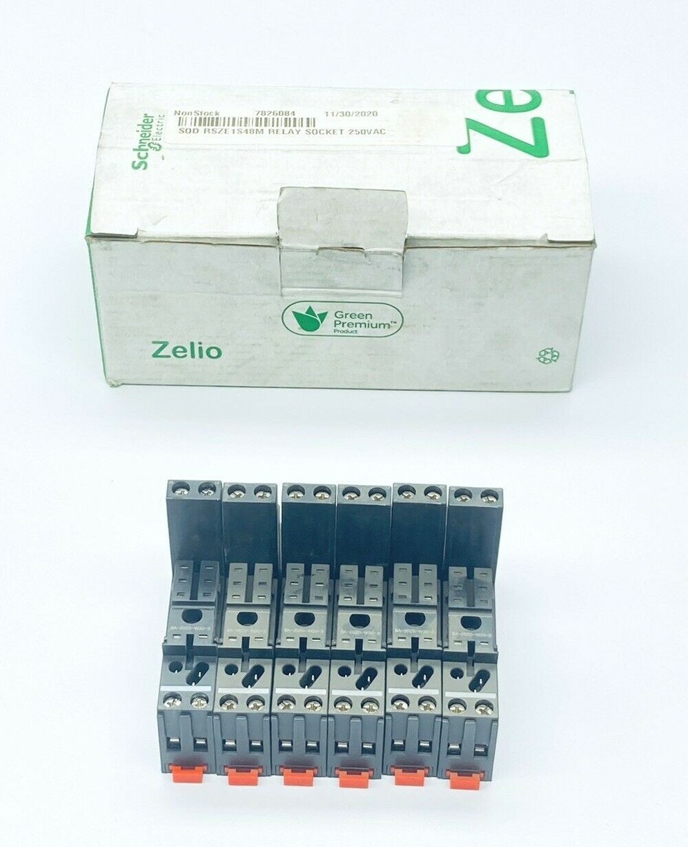 LOT OF 6 NEW SCHNEIDER RSZE1S48M RELAY SOCKET BASE 10A 250V