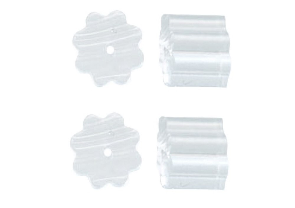 Earnut, 500 Clear Plastic Ribbed 3x3.5mm Safety Earnut French Wire Earring Backs