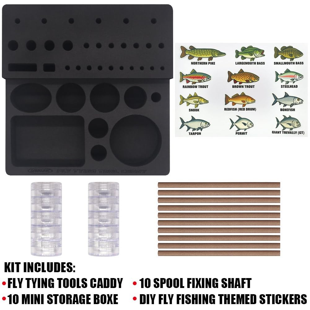 LURELINK Fly Tying Tool Caddy Organizer-Essential for Fly Tying Stations & Fi...