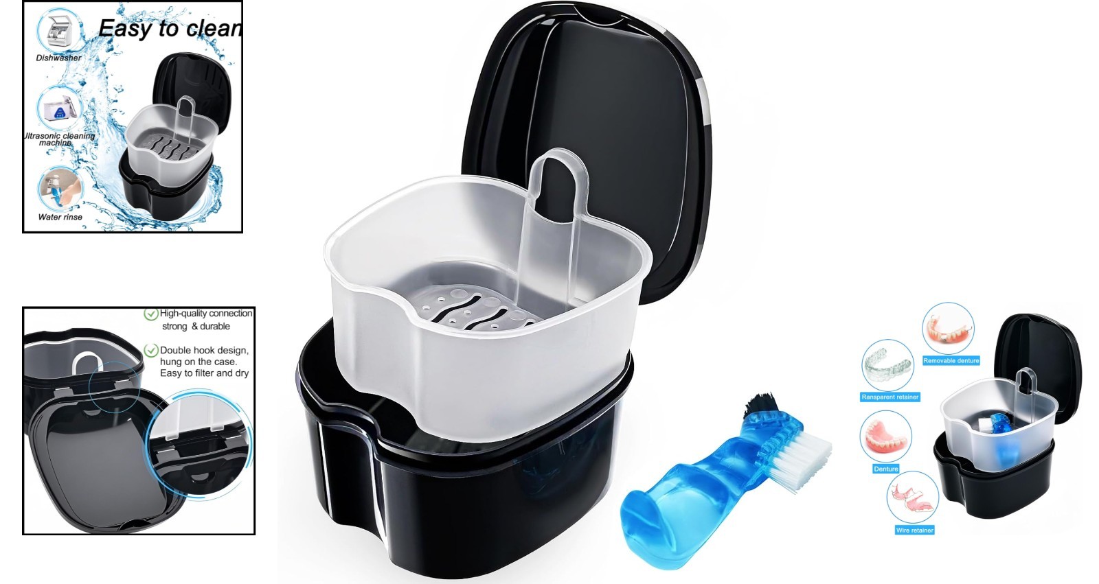 Sturdy Black Retainer Cleaning Case - Effortless Maintenance & Storage Solution