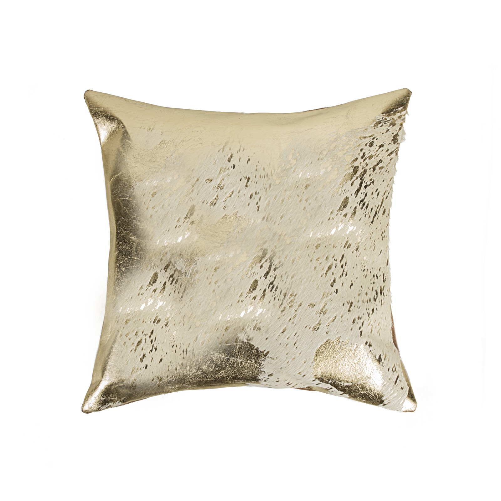 Natural Torino Scotland Cowhide Pillow | Natural & gold | 18"x18"