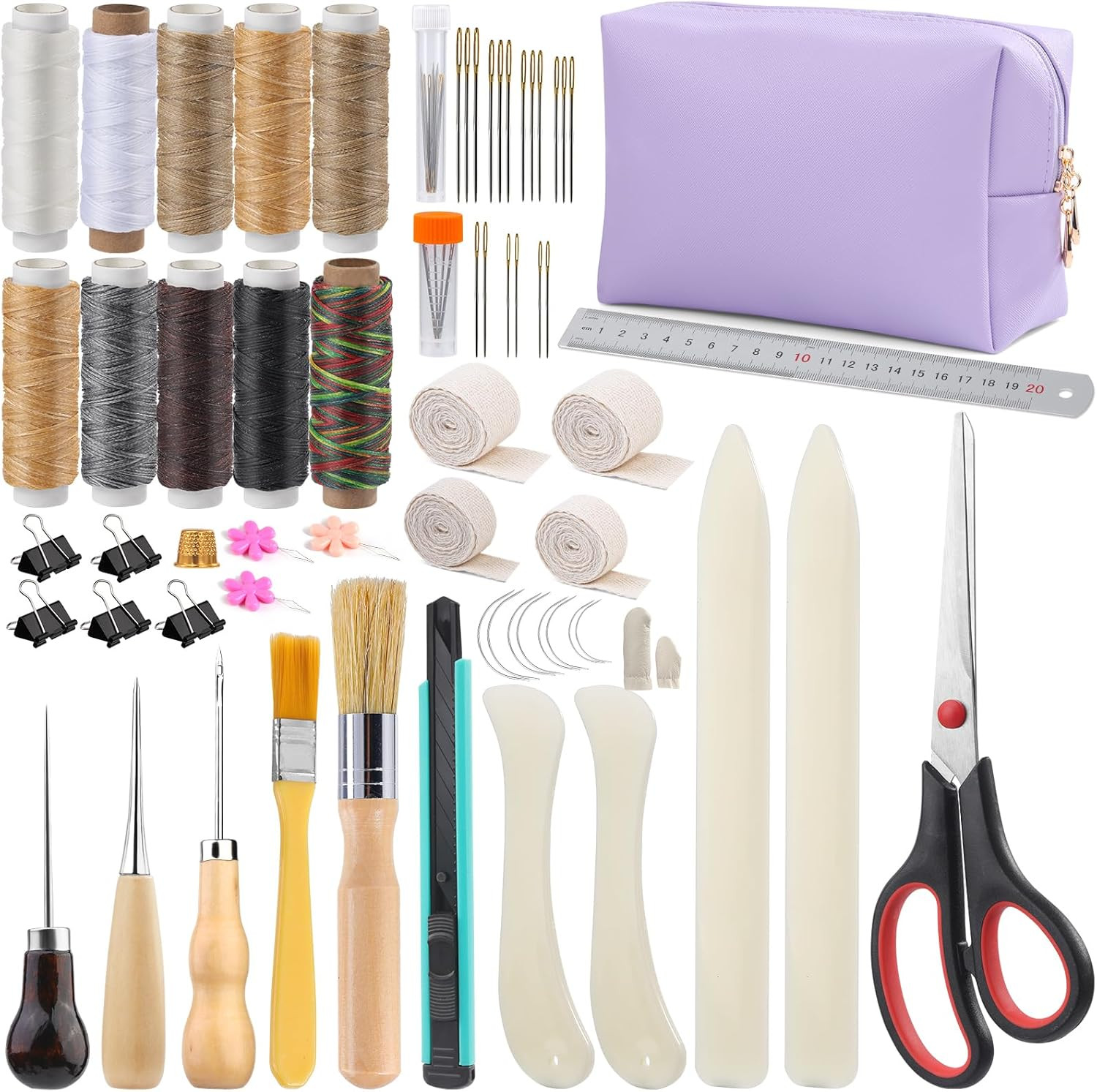 65 Pcs Bookbinding Kit Book Binding Materials Bone Folder Tool Book Binding Kit