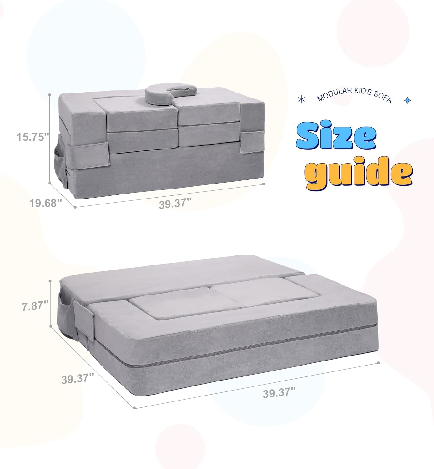 Modular Kids Sofa,Toddler Couch Foam Armchair Kids Children Convertible Plush