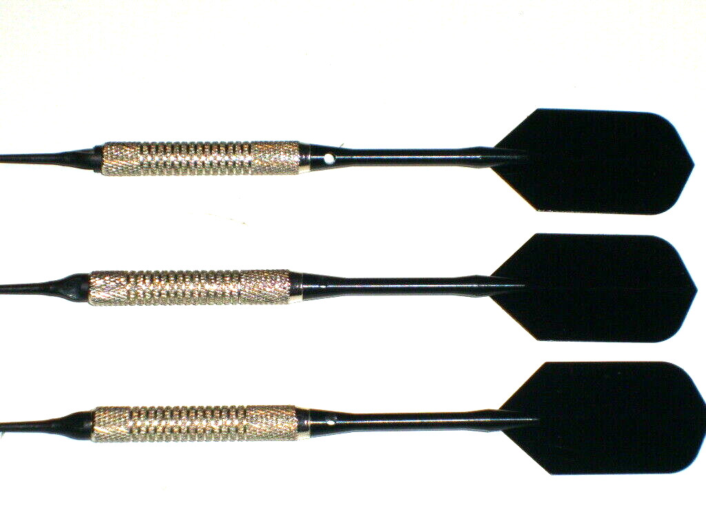 Soft Tip Darts Used, 12 Gram Plated with New Aluminum Shafts and Flights #1925