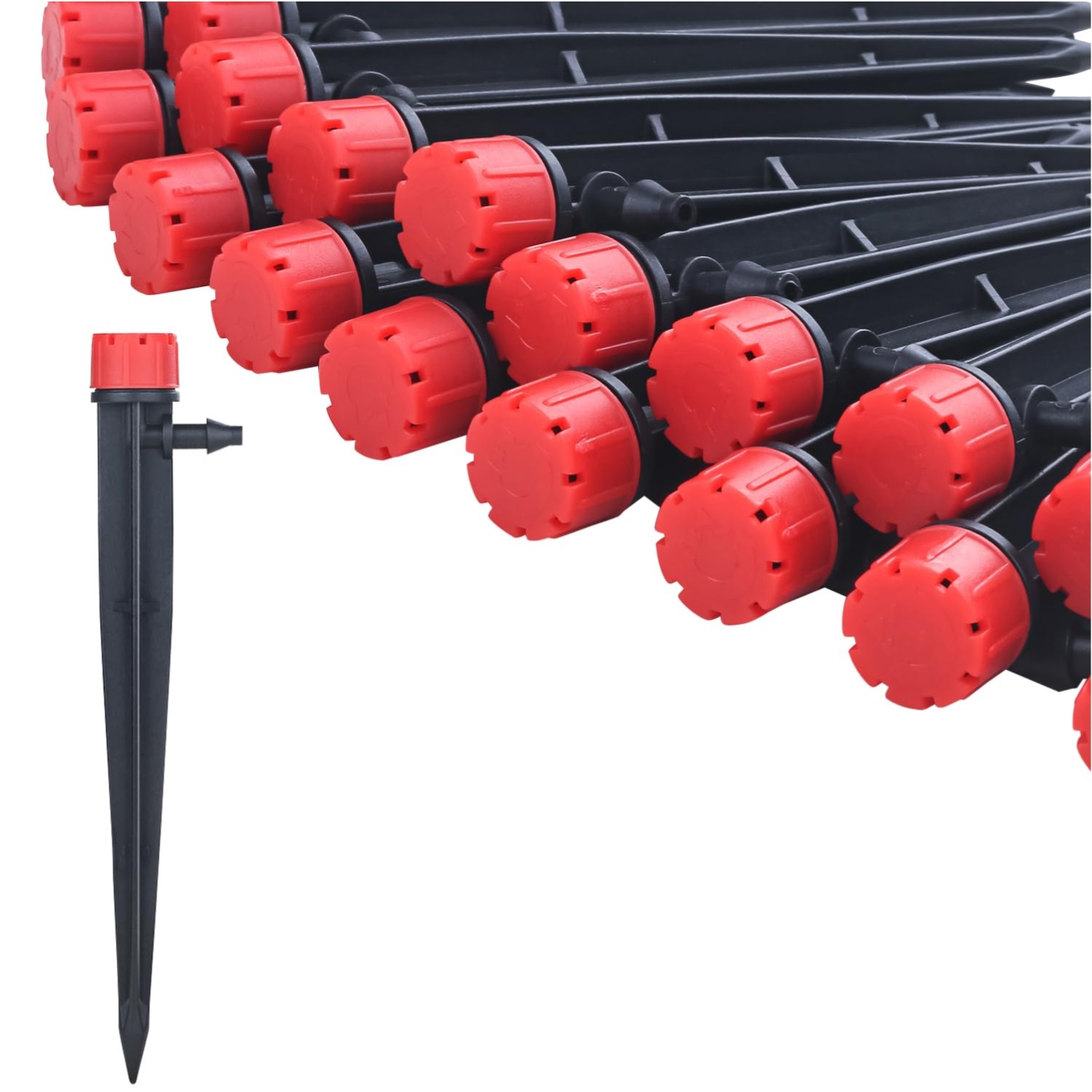 50pcs Drip Emitters for 1/4" Drip Irrigation Tubing, Adjustable 360 Degree Water