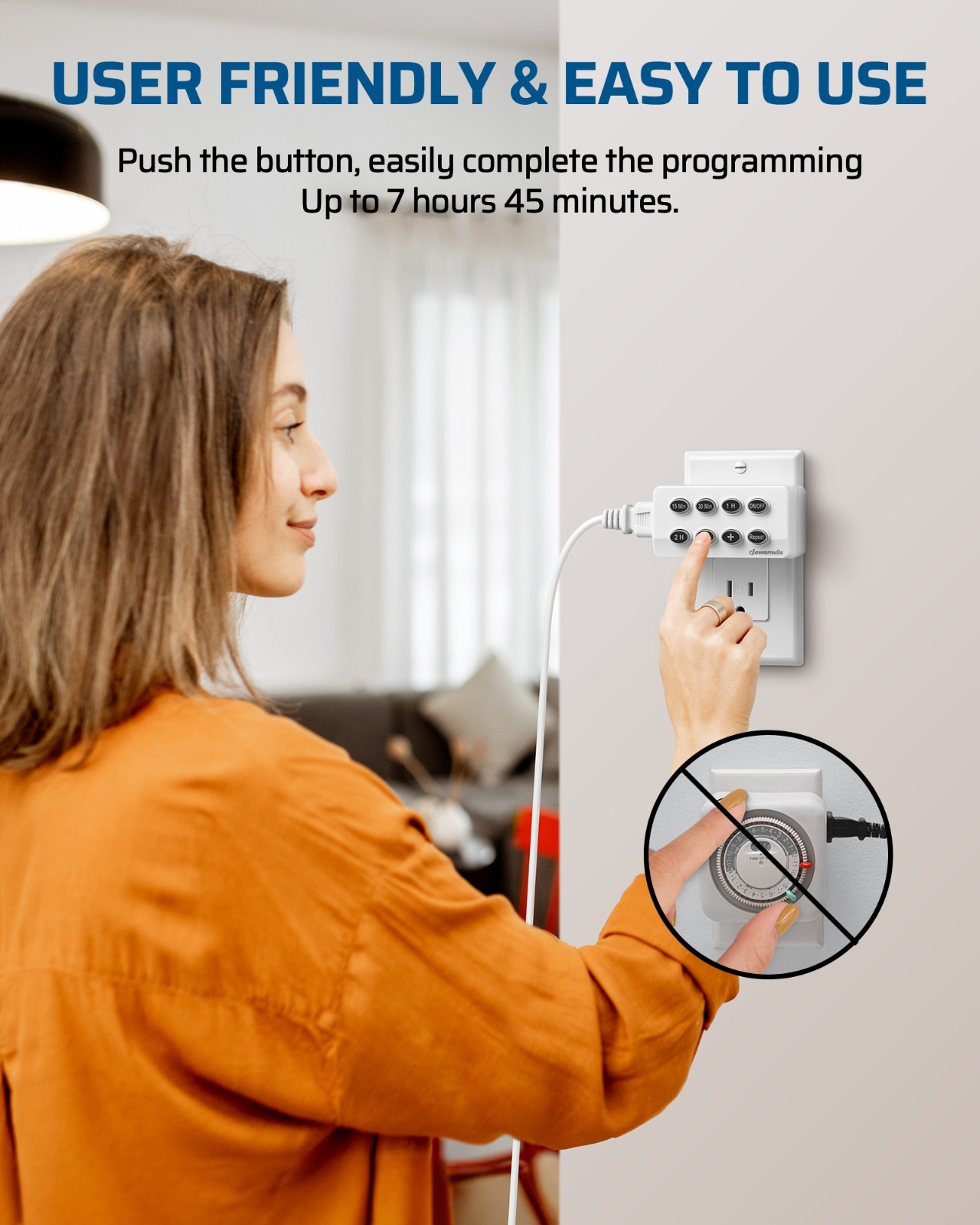 DEWENWILS 2-Pack Countdown Timer Outlet, Auto Shut-Off, Repeat Function, UL