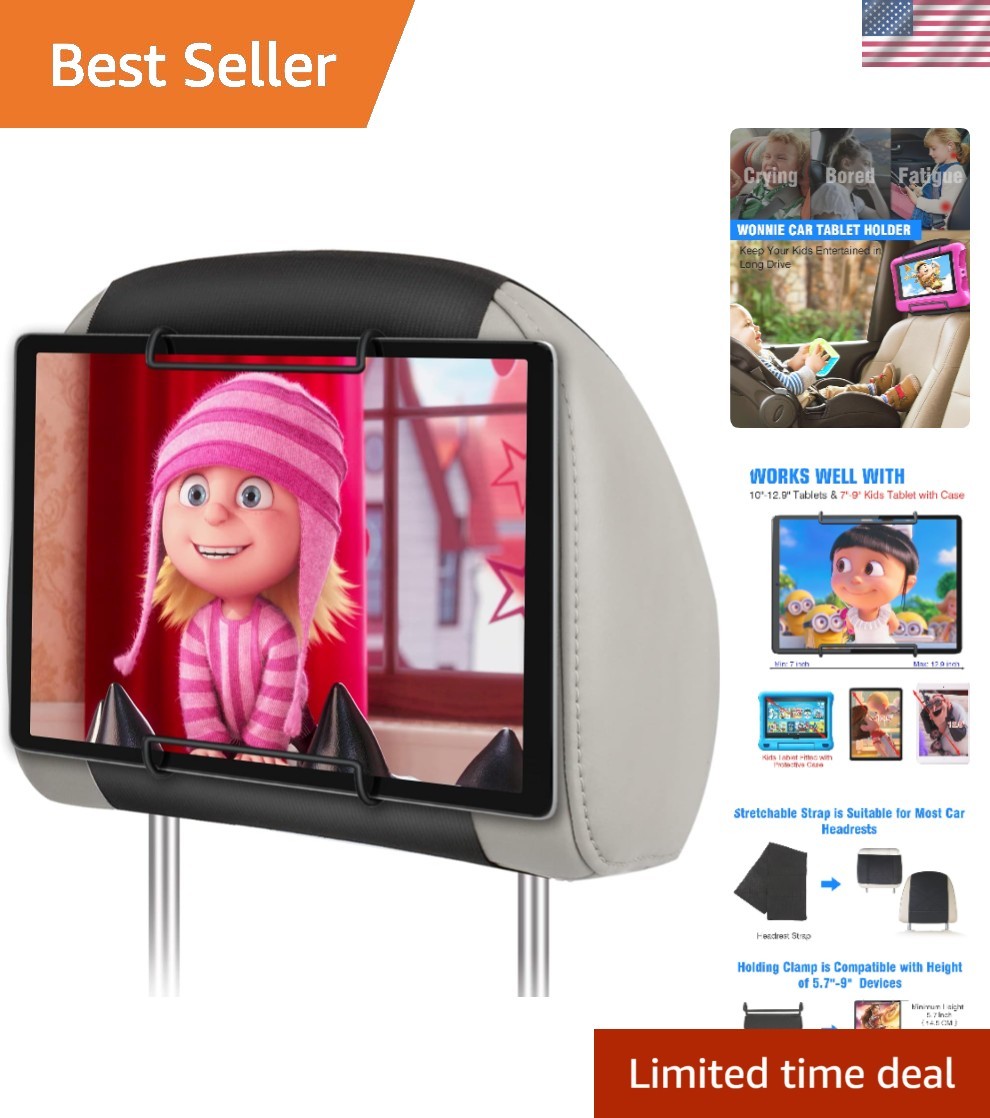 Universal Car Tablet Mount - Anti-Slip Headrest Holder for All 10-12.9” Devices