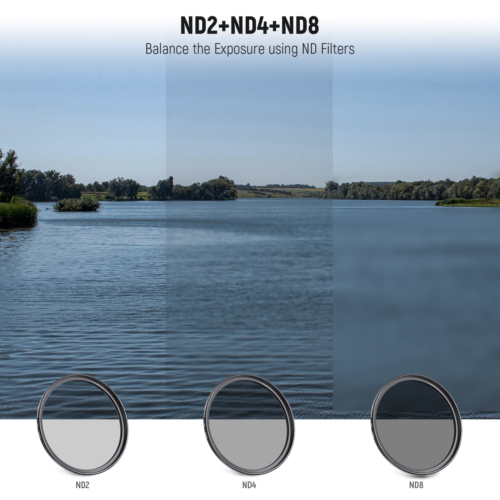 NEEWER 67mm Filter Kit UV CPL FLD ND2 ND8 with Lens Hood for DSLR Cameras