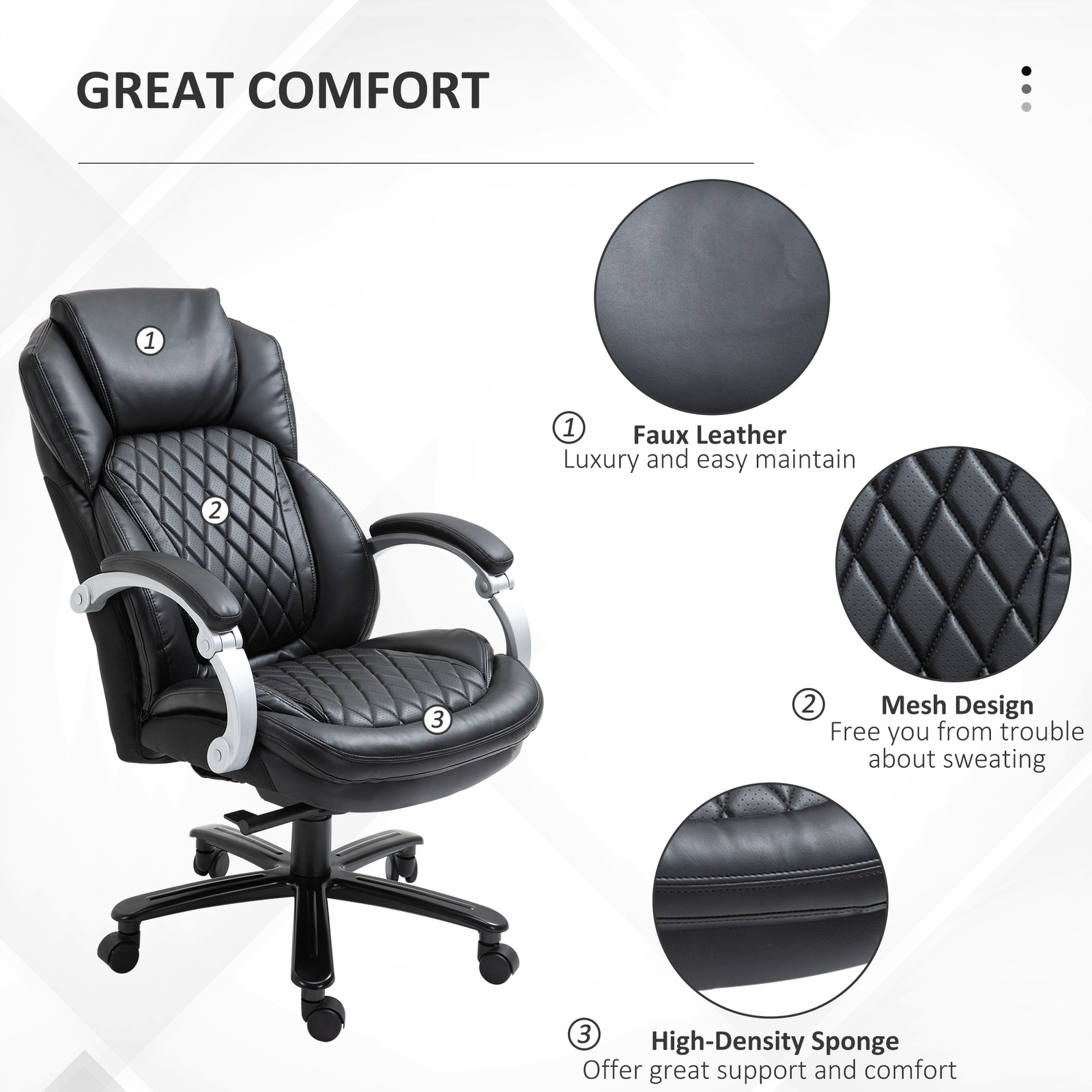 Big and Tall Executive Office Chair with Wide Seat