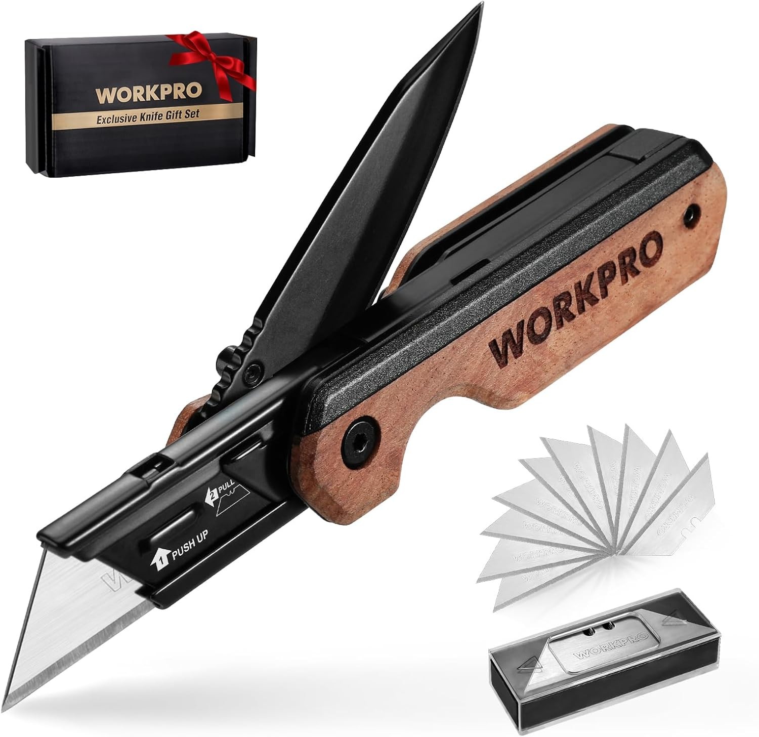 Folding Utility Knife Box Cutter with Liner Lock 10 Extra SK5 Blades