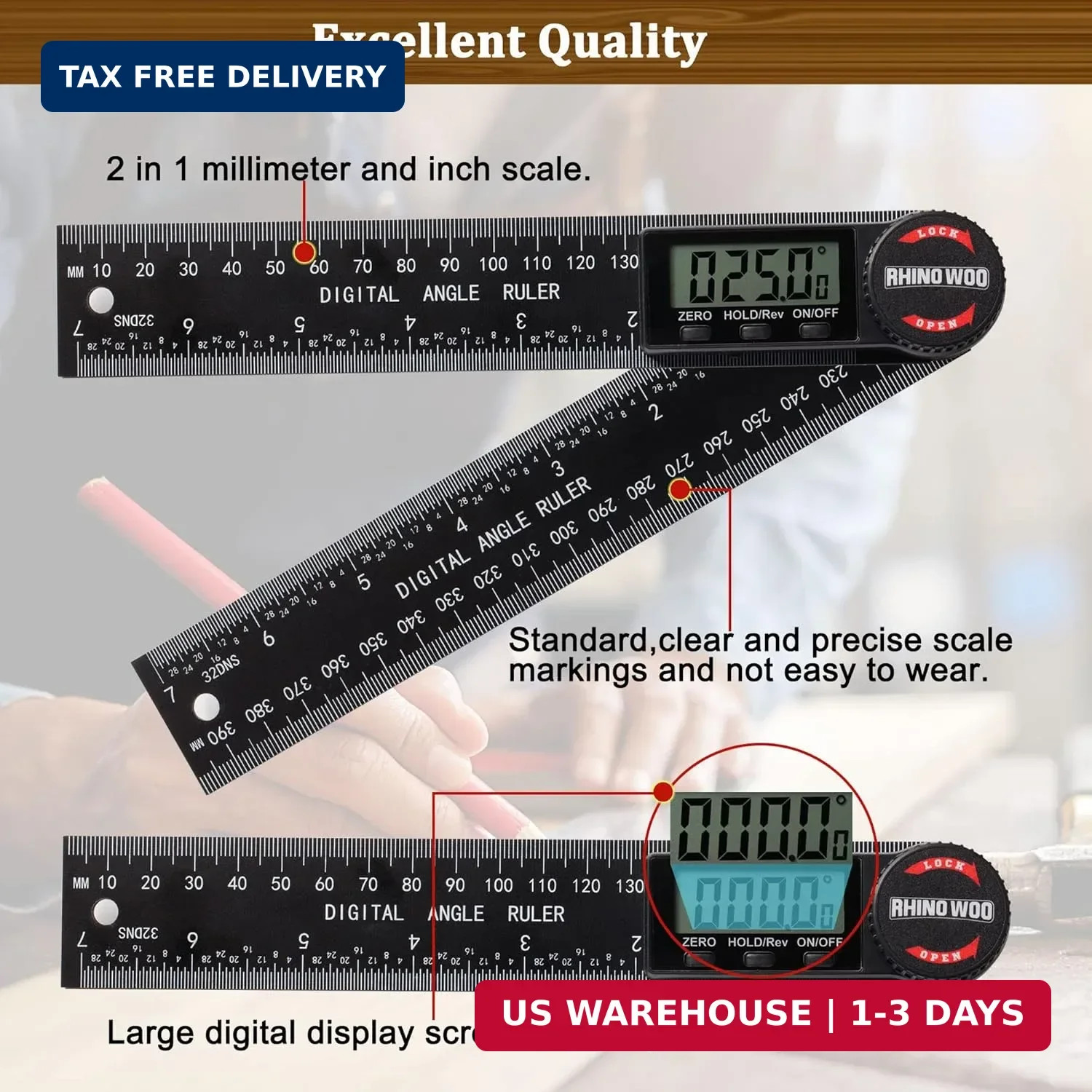 Digital Angle Finder Protractor, Angle Measuring Tool for Woodworking/Carpenter/