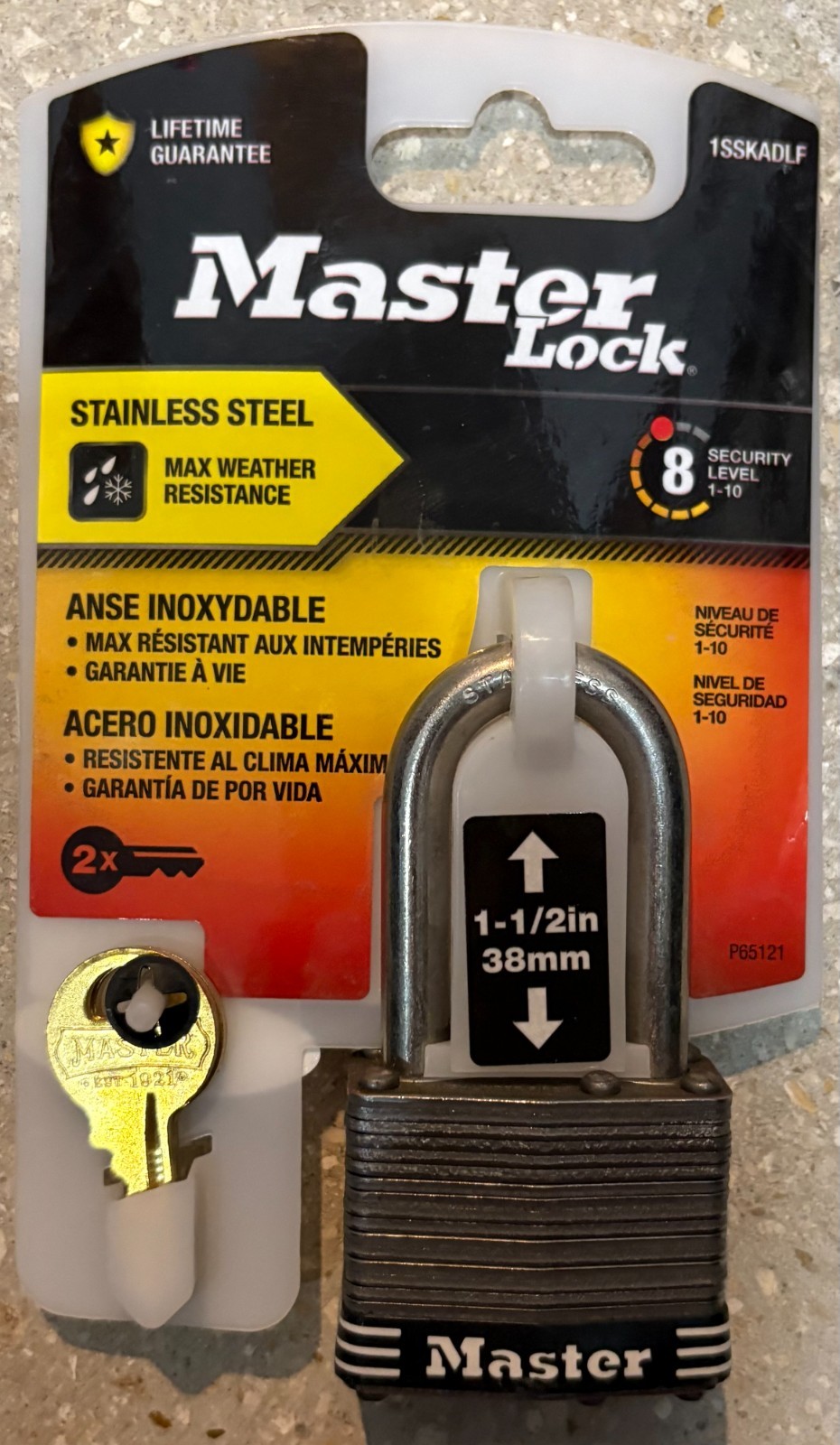 LOT of 6- Master Lock Padlock, Steel Lock, 1-3/4 in. Wide, 1SSKADLF