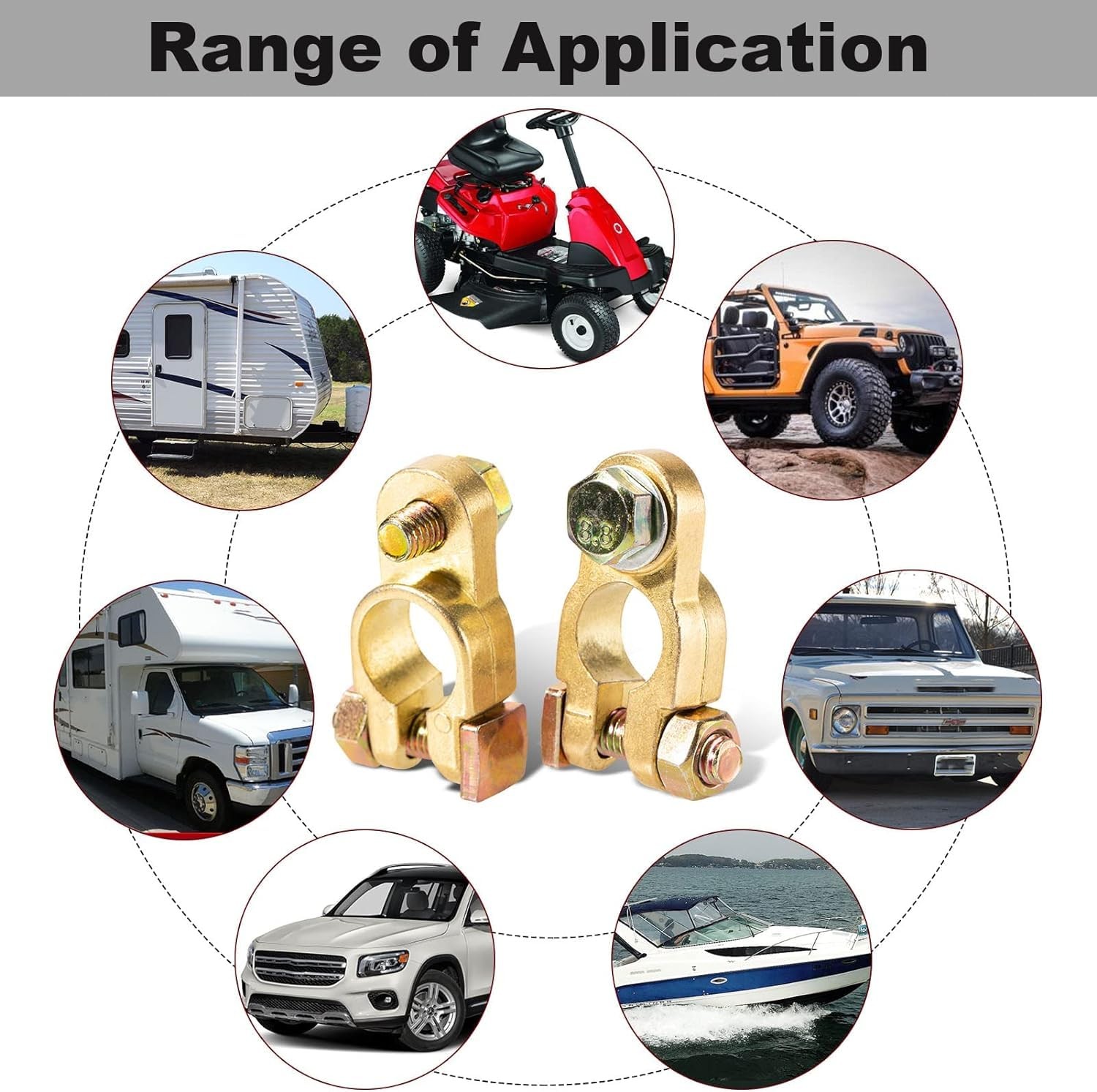 Universal Brass Battery Terminal Connectors, Top Post Battery Terminals Clamp...