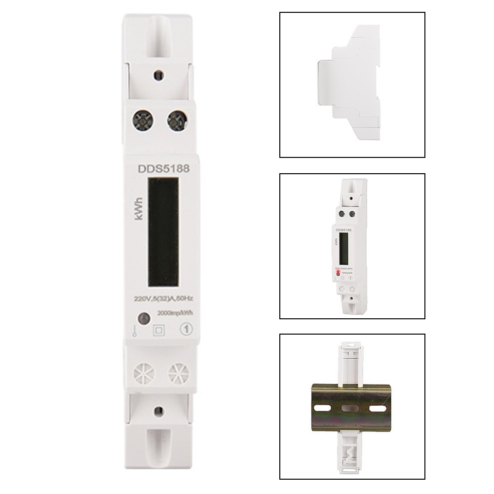Digital Wattmeter 1-Phase Wattmeter Flame-retardant ABS Shell LCD Screen Display