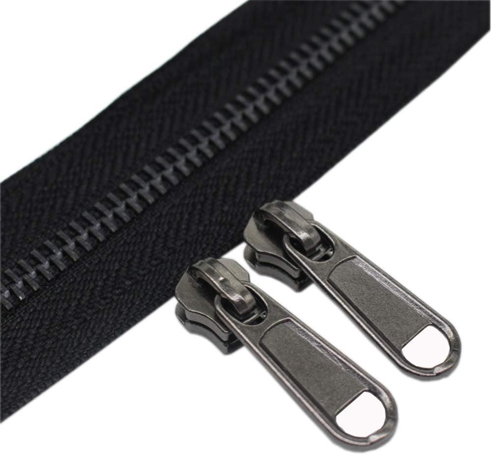 YaHoGa #5 Metal Zippers by The Yard Bulk 4 Yards 4 Yards, Black Nickel Teeth