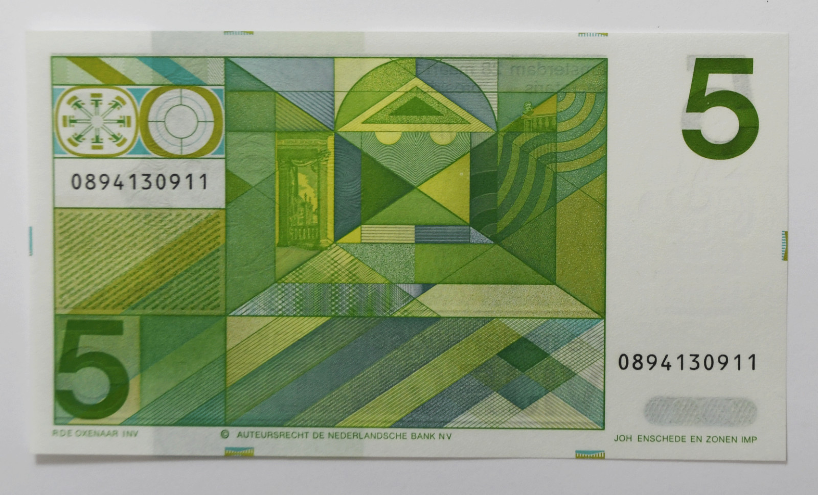1973 Netherlands 5 Five Gulden Uncirculated Banknote 0894130911